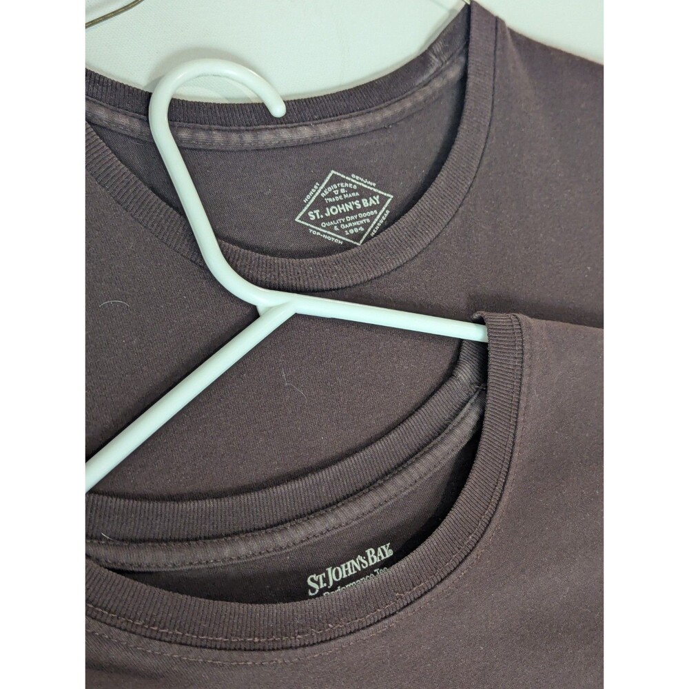 St Johns Bay Mens Lot Of 2 T-Shirts Size M Medium Solid Brown Short‎ Sleeve Crew